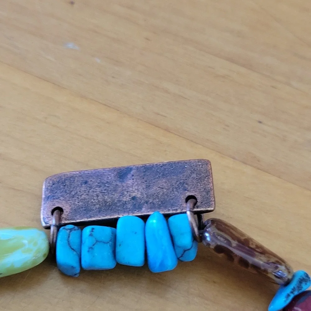 Boho Turquoise Mookaite Red Creek Jasper Bracelet Wander Charm Gemstone Bead